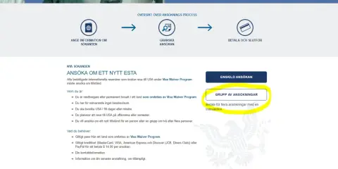 Ansök om ESTA för att åka till USA. Här kan du ansöka individuellt eller i grupp.