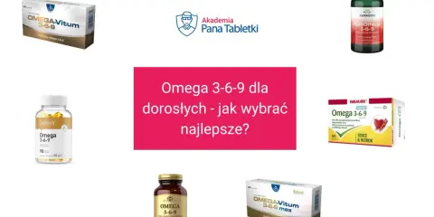 Różne suplementy diety z kwasami omega 3, w tym Omega-Vitum, OstroVit, Swanson i Walmark.