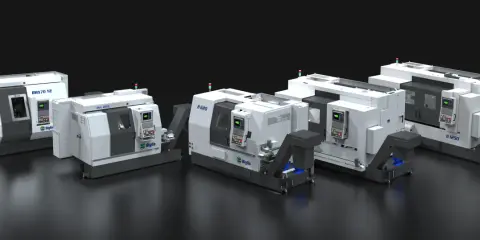 Serie di torni CNC Biglia, modelli BMX70 Y2, B 620, B 750 e B 1250, pronti per la produzione.