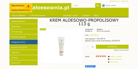 Krem Aloesowo-Propolisowy 113g, idealny do pielęgnacji skóry, dostępny w promocji.