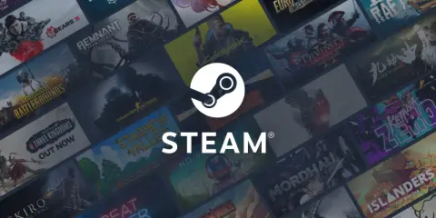Logo Steam i kolaż okładek gier, jak wypożyczyć grę na Steam? Wystarczy kliknąć "Kup" i cieszyć się rozgrywką!