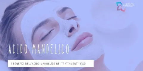 Donna con maschera viso all'acido mandelico. Scopri i benefici e i risultati per la tua pelle.