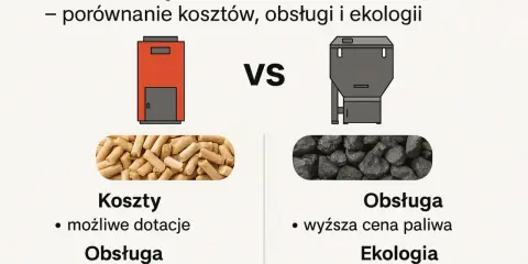 Porównanie kotłów: pellet vs ekogroszek. Pellet to wygodna obsługa i dotacje, ekogroszek to wyższa cena paliwa i emisja.