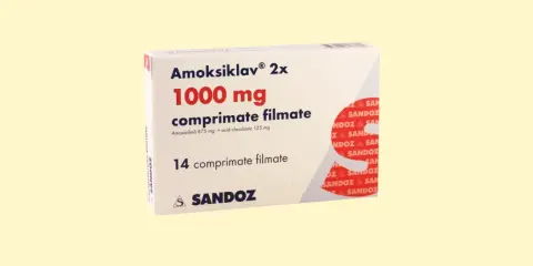 Amoksiklav 1000 mg, czy to silny antybiotyk? Opakowanie leku z 14 tabletkami powlekanymi, zawierające amoksycylinę i kwas klawulanowy.