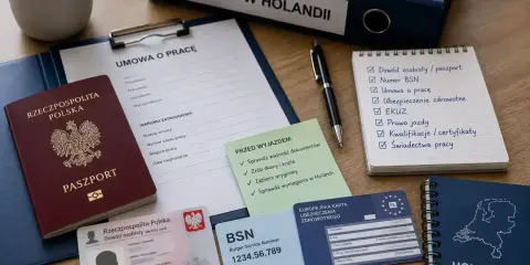 Dokumenty do pracy w Holandii: paszport, dowód, umowa, BSN, EKUZ. Lista kontrolna przed wyjazdem.