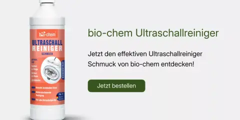 bio-chem Ultraschallreiniger für Schmuck. Perfekt für Ketten, Ringe, Brillen und Uhren. Für strahlenden Glanz und schonende Reinigung.