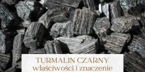 Grupka surowych, czarnych kryształów turmalinu. Poznaj czarny turmalin właściwości i jego znaczenie.