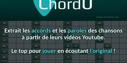 Logiciel gratuit pour trouver les accords d'une chanson. ChordU extrait les accords et paroles de vidéos Youtube pour jouer en écoutant l'original.