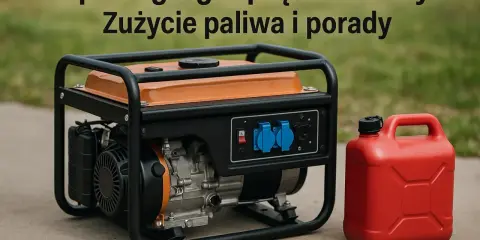 Agregat prądotwórczy 3kW i czerwony kanister. Dowiedz się, ile pali agregat 3kw i jak oszczędzać paliwo.