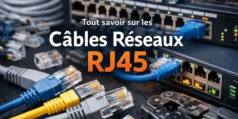 Diversité des câbles réseau RJ45, avec des connecteurs transparents et colorés, prêts à être branchés sur des switchs.