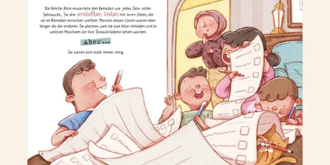 Kinder erstellen Listen für den Ramadan, planen Iftar und überlegen, wo sie Tarawih-Gebete beten können.