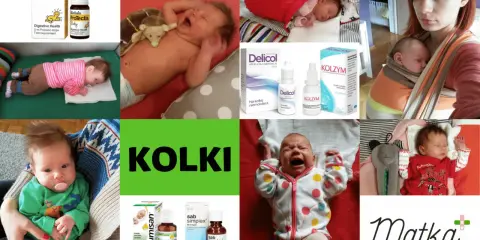 Dzieci cierpiące na kolki u noworodka, obok leki i probiotyki.