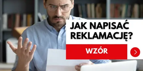 Zirytowany mężczyzna z dokumentem w ręku uczy się, jak napisać reklamację usługi. Wzór pomocy.