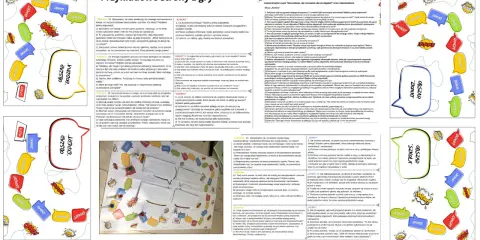 Gra "Budowanie mostu" - plansza z pytaniami i elementami do gry, zachęca do wspólnej zabawy i dyskusji.