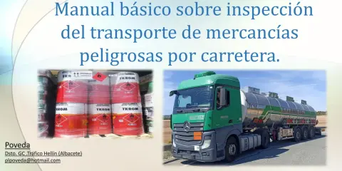 Camiones cisterna transportando mercancías peligrosas, como disolventes, listos para su inspección.