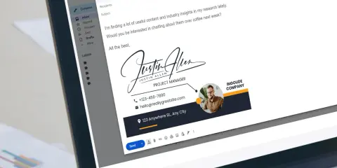 Justin Allen wysyła maila z propozycją spotkania. "All the best" na końcu wiadomości.