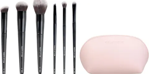 Set di pennelli per make up trucco Brushworks con pochette rosa.