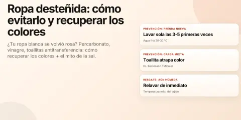 Consejos para quitar desteñido en ropa blanca. Aprende a evitarlo y recuperar colores con percarbonato, vinagre y toallitas.