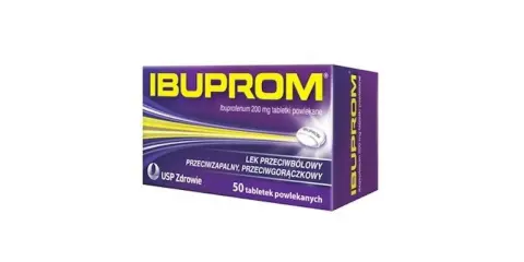 Opakowanie leku Ibuprom z ibuprofenem 200 mg. Czy ibuprofen jest szkodliwy? Stosuj zgodnie z ulotką.