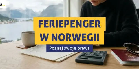 Planujesz urlop w Norwegii? Na stole leżą paszport, kalkulator i dokumenty.