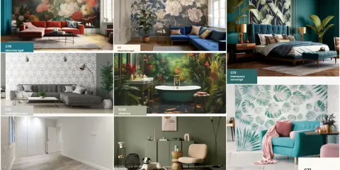 Inspiracje do wnętrz z tapetami winylowymi: bujna dżungla, kwiatowe motywy, geometryczne wzory i eleganckie kolory.