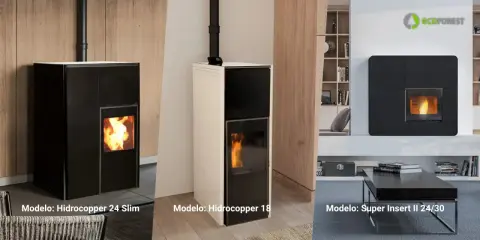 Opiniones sobre hidroestufas de pellets para radiadores: modelos Hidrocopper 24 Slim, Hidrocopper 18 y Super Insert II 24/30.