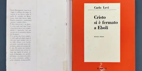 Copertina di "Cristo si è fermato a Eboli" di Carlo Levi. Il libro esplora il significato di una civiltà contadina fuori dal tempo.