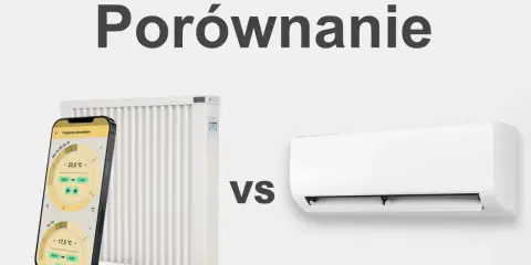 Porównanie grzejnika z aplikacją do sterowania ogrzewaniem i klimatyzatora. Który system zapewni komfort cieplny?