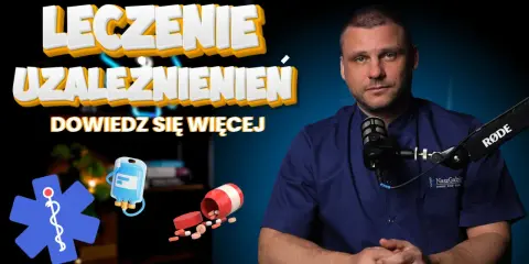 Leczenie uzależnień: dowiedz się, jak wyjść z alkoholizmu. Wizerunek lekarza i symbol medyczny.