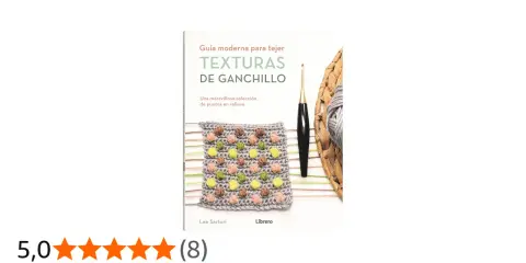 Libro "Texturas de Ganchillo" con muestra de tejido con punto santa clara y ganchillo.