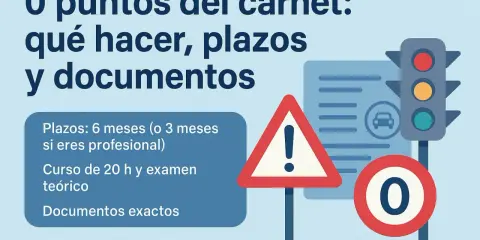 Guía para recuperar el carnet de conducir con 0 puntos: plazos, curso y documentos. Señales de tráfico y semáforo.