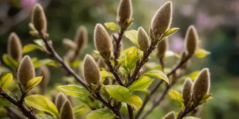 Puszyste pąki magnolii zapowiadają, kiedy kwitnie magnolia. Wiosna tuż, tuż.