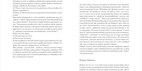 Hierarchia sensów, gdzie dedis diabeł tekst, opisuje sensy jawne i ukryte, denotację i konotację.