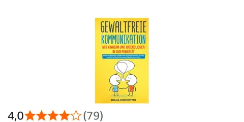Buchcover: "Gewaltfreie Kommunikation mit Kindern und Jugendlichen in der Pubertät". Zwei Strichmännchen sprechen.