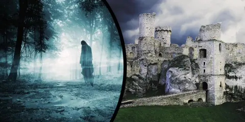 Mglisty las z duchem i ruiny zamku na skale. Wakacje z duchami w zamku to nie lada przygoda!