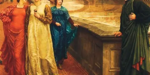 Dante incontra Beatrice e le sue compagne sul ponte. Il saluto di Beatrice parafrasi: un momento di pura grazia.