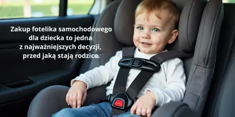 Uśmiechnięty chłopiec w foteliku samochodowym Titan Pro i-Size. Bezpieczeństwo dziecka w podróży to priorytet.