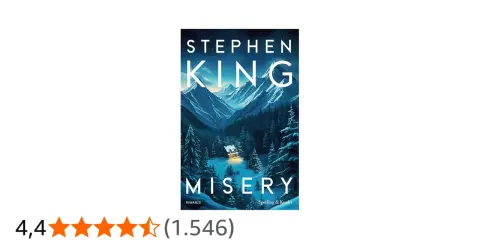 Copertina di "Misery" di Stephen King. Un romanzo che narra la terrificante storia di uno scrittore rapito dalla sua fan numero uno.