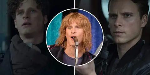 Adam Pålsson i olika roller, från dramatisk till rockstjärna. En collage som visar bredden i hans filmer och tv-program.