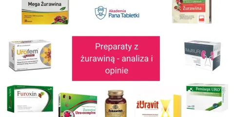 Preparaty z żurawiną na częste oddawanie moczu u kobiet: Mega Żurawina, Urofem, Furoxin, Żurawina Uro-complex, Solgar Żurawina, iUravit.