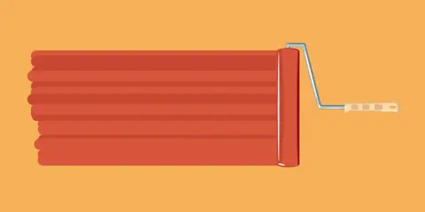 Rouleau à peinture appliquant une bande orange vif, comme pour une recette peinture suédoise.