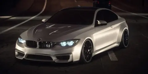 Białe BMW M4 na nocnej trasie, gotowe do wyścigu. To jest najlepszy Need for Speed!