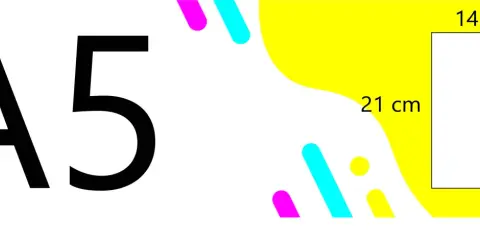 El tamaño A5, 14.8 x 21 cm, se muestra con un diseño vibrante y moderno.
