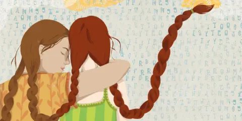 Dos chicas se abrazan. Una le da apoyo a la otra, mostrando cómo ayudar a tu pareja con depresión.