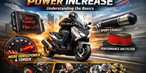 Chip tuning motocykla 125 Yamaha X-Max: ECU, sportowy wydech, filtr powietrza, więcej mocy i momentu obrotowego.