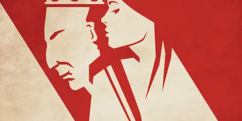 Makbet streszczenie: Korona na głowie króla, obok niego kobieta. Symbol ambicji i zbrodni.