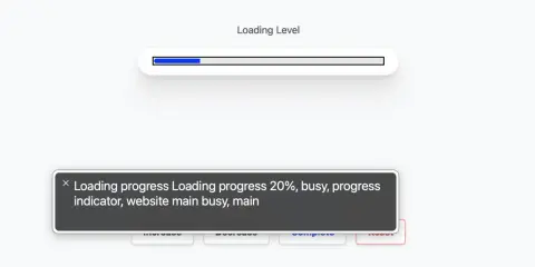 Wskaźnik postępu ładowania strony internetowej, html progress, pokazuje 20% postępu.