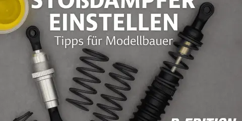 RC-Stoßdämpfer und Federn liegen bereit. Tipps für Modellbauer, um die Dämpfung perfekt einzustellen.