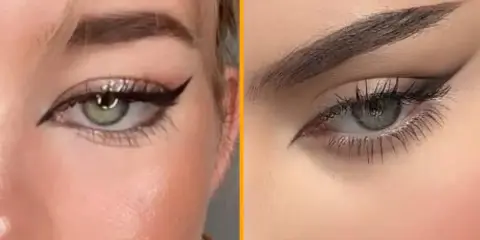 Ojos sirena con delineado dramático y pestañas largas. Un look cautivador que realza la mirada.