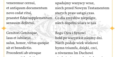 Tekst pieśni na wystawienie Najświętszego Sakramentu. "Tantum ergo sacramentum" i polskie tłumaczenie.
